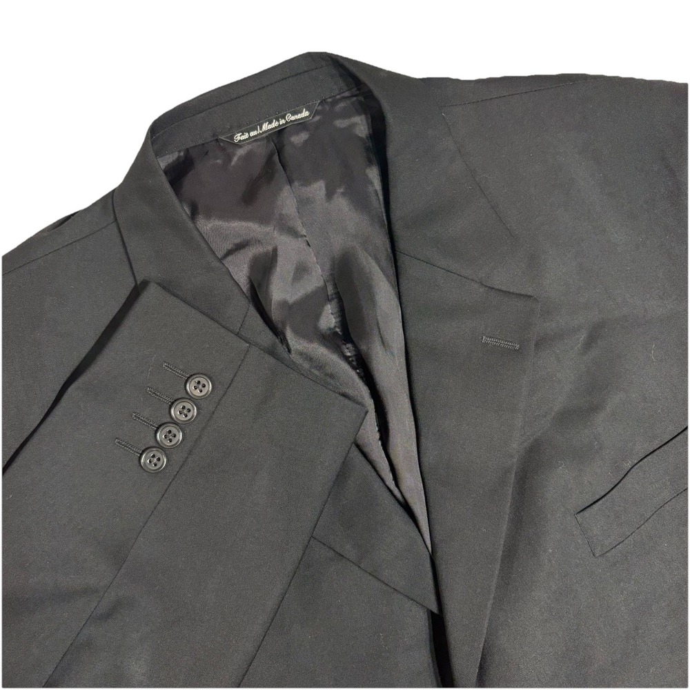 JACK VICTOR‎ COLLECTION Men 46R Black Wool 3 Button Estrato Blazer Suit Jacket